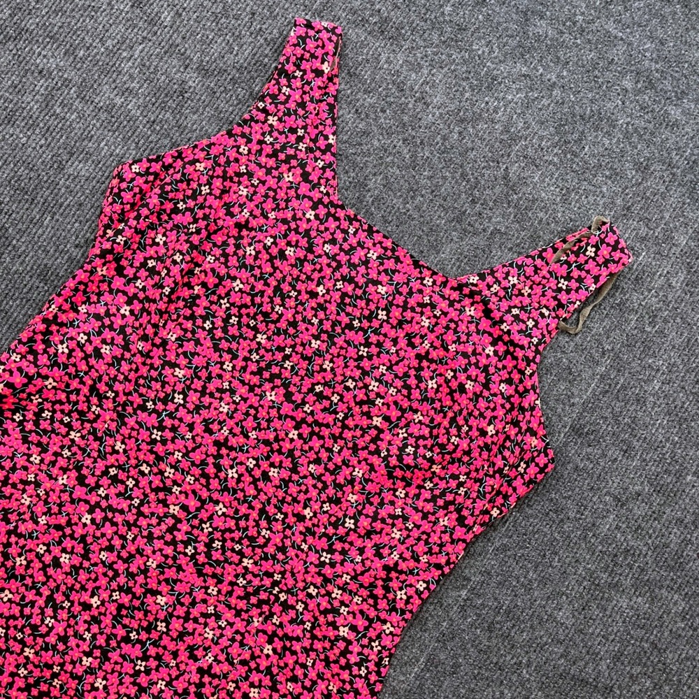 La‎ Belle Vintage 90s Pink Floral Mini Dress Size 7 Cotton Boho Cottagecore USA